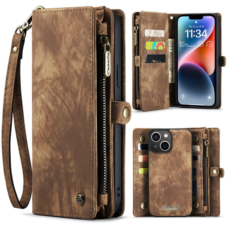 For iPhone 14 CaseMe 008 Detachable Multifunctional Leather Phone Case(Brown) - iPhone 14 Cases by CaseMe | Online Shopping South Africa | PMC Jewellery | Buy Now Pay Later Mobicred