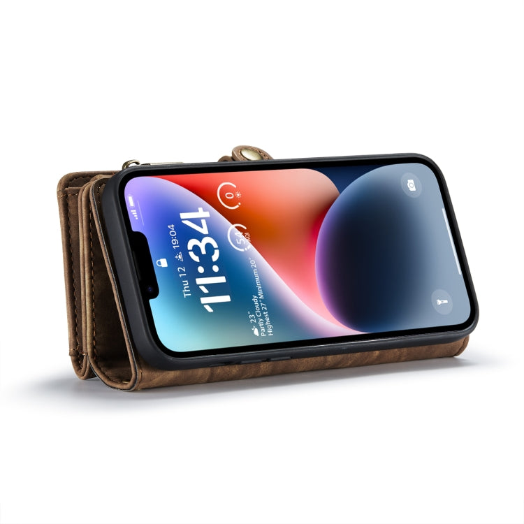 For iPhone 14 Plus CaseMe 008 Detachable Multifunctional Leather Phone Case(Brown) - iPhone 14 Plus Cases by CaseMe | Online Shopping South Africa | PMC Jewellery | Buy Now Pay Later Mobicred