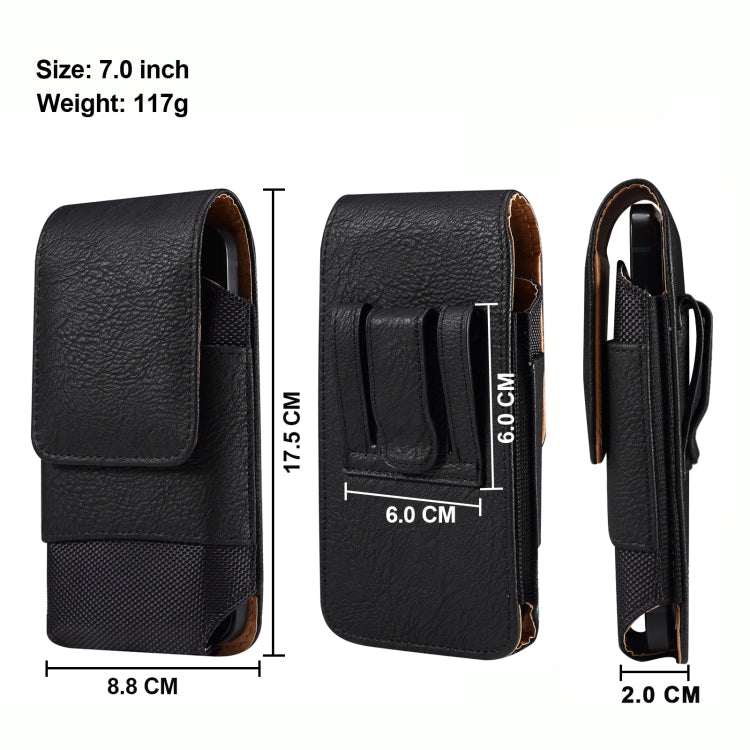 For 7.0 inch Mobile Phone Cowhide Texture Oxford Cloth Waist Bag(Black) -  by PMC TechLife | Online Shopping South Africa | PMC TechLife | Buy Now Pay Later Mobicred
