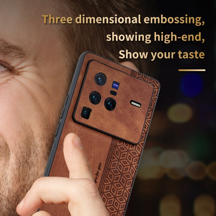 For vivo X80 Pro AZNS 3D Embossed Skin Feel Phone Case(Brown) - vivo Cases by AZNS | Online Shopping South Africa | PMC TechLife