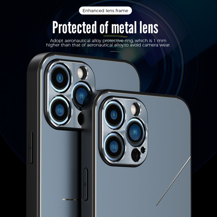 For iPhone 14 Plus R-JUST RJ52 3-Line Style Metal TPU Shockproof Phone Case(Blue) - iPhone 14 Plus Cases by R-JUST | Online Shopping South Africa | PMC Jewellery