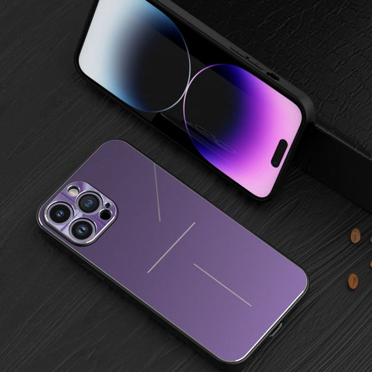 For iPhone 14 Pro Max R-JUST RJ52 3-Line Style Metal TPU Shockproof Phone Case(Purple) - iPhone 14 Pro Max Cases by R-JUST | Online Shopping South Africa | PMC Jewellery
