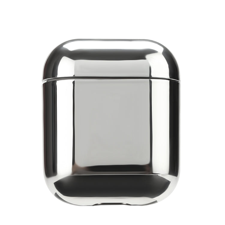 For AirPods 1/2 Split Electroplating TPU Earphone Protective Case with Hook(Silver) - For AirPods 1/2 by PMC Jewellery | Online Shopping South Africa | PMC Jewellery | Buy Now Pay Later Mobicred