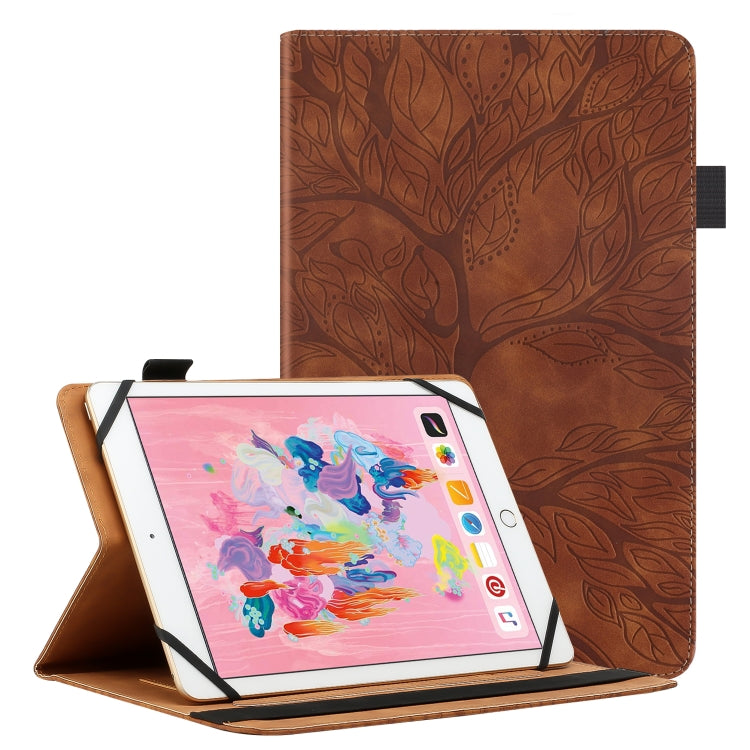 For 8 inch Life Tree Pattern Flip Universal Leather Tablet Case(Brown) - 8 inch by PMC TechLife | Online Shopping South Africa | PMC TechLife | Buy Now Pay Later Mobicred