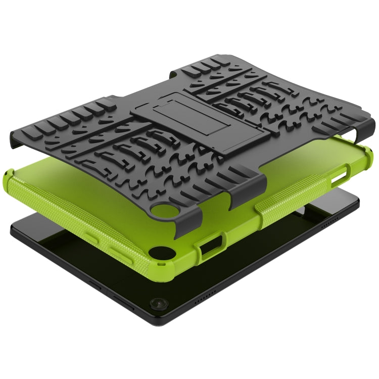 For Lenovo Tab M10 3rd Gen Tire Texture TPU + PC Tablet Case with Holder(Green) - Lenovo by PMC TechLife | Online Shopping South Africa | PMC TechLife | Buy Now Pay Later Mobicred
