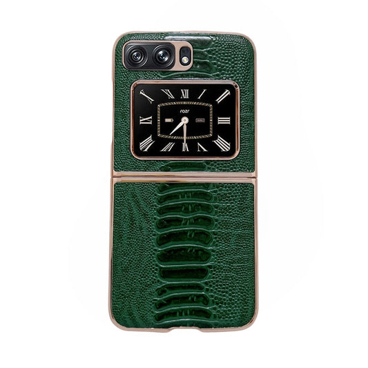 For Motorola Moto Razr 2022 Genuine Leather Weilai Series Nano Plating Phone Case(Green) - Motorola Cases by PMC Jewellery | Online Shopping South Africa | PMC Jewellery | Buy Now Pay Later Mobicred