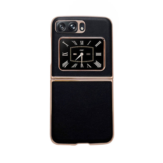 For Motorola Moto Razr 2022 Genuine Leather Xiaoya Series Nano Plating Phone Case(Black) - Motorola Cases by PMC Jewellery | Online Shopping South Africa | PMC Jewellery | Buy Now Pay Later Mobicred