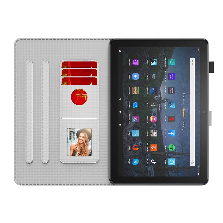 For Amazon Kindle Fire 7 2022 Watercolor Pattern Flip Leather Tablet Case(Cyan Green) - Amazon by PMC TechLife | Online Shopping South Africa | PMC TechLife | Buy Now Pay Later Mobicred