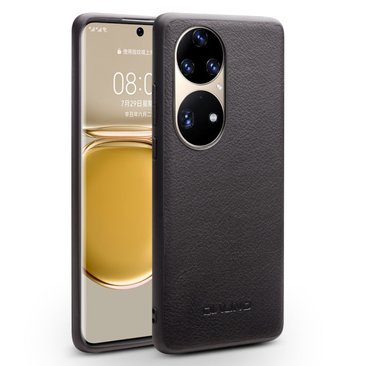 For Huawei P50 Pro QIALINO Cowhide Texture Genuine Leather Phone Case(Black) - free shipping - PMC TechLife - Order now!
