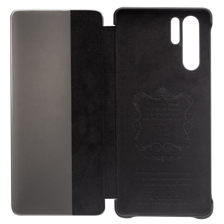For Huawei P30 Pro QIALINO Genuine Leather Side Window View Smart Phone Case(Black) - free shipping - PMC TechLife - Order now!