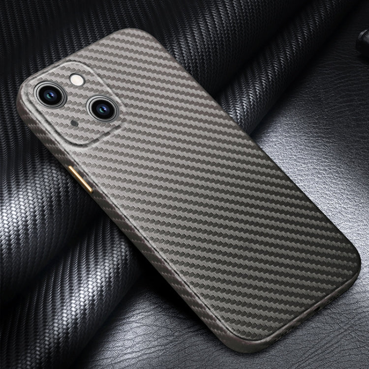 For iPhone 14 Plus R-JUST Carbon Fiber Texture Kevlar Phone Case(Grey) - iPhone 14 Plus Cases by R-JUST | Online Shopping South Africa | PMC Jewellery
