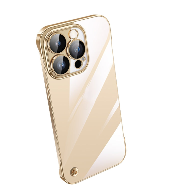 For iPhone 14 Pro Electroplating Frameless Clear PC Phone Case(Gold) - iPhone 14 Pro Cases by PMC Jewellery | Online Shopping South Africa | PMC Jewellery | Buy Now Pay Later Mobicred