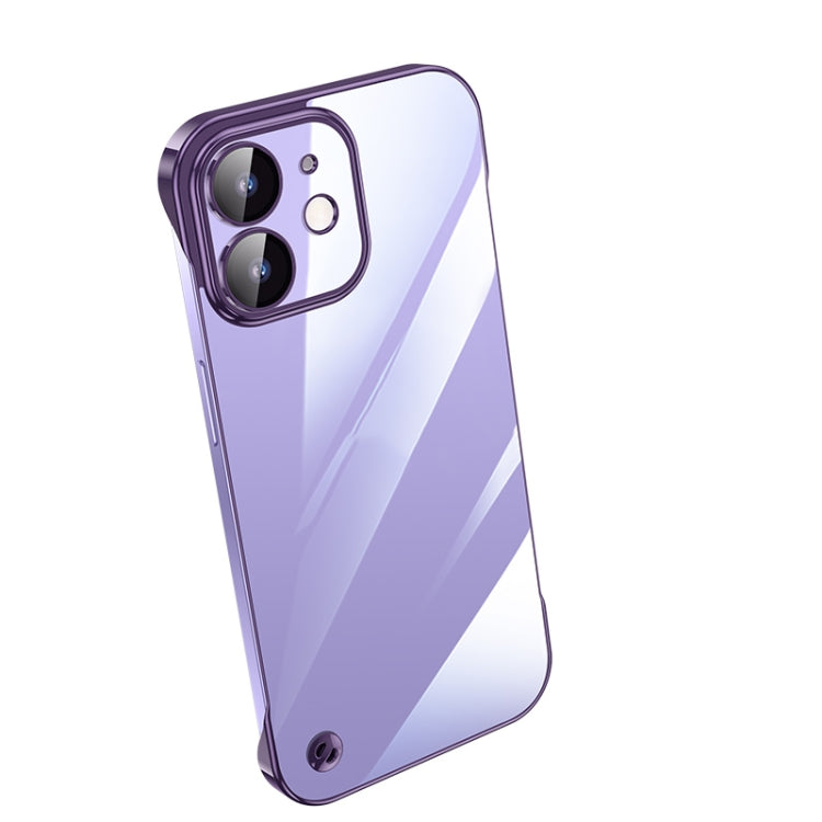 For iPhone 12 Electroplating Frameless Clear PC Phone Case(Purple) - iPhone 12 / 12 Pro Cases by PMC Jewellery | Online Shopping South Africa | PMC Jewellery | Buy Now Pay Later Mobicred