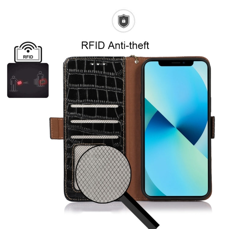 For Honor X8 5G Crocodile Top Layer Cowhide Leather Phone Case(Black) - Honor Cases by PMC TechLife | Online Shopping South Africa | PMC TechLife | Buy Now Pay Later Mobicred