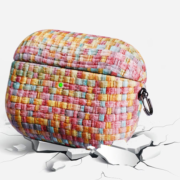 For AirPods 1 / 2 Weave Texture PU Shockproof Earphone Protective Case with Hook(Rainbow) - For AirPods 1/2 by PMC Jewellery | Online Shopping South Africa | PMC Jewellery | Buy Now Pay Later Mobicred