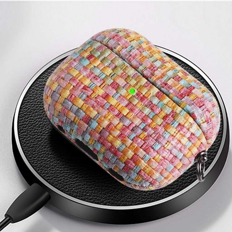 For AirPods 1 / 2 Weave Texture PU Shockproof Earphone Protective Case with Hook(Rainbow) - For AirPods 1/2 by PMC Jewellery | Online Shopping South Africa | PMC Jewellery | Buy Now Pay Later Mobicred