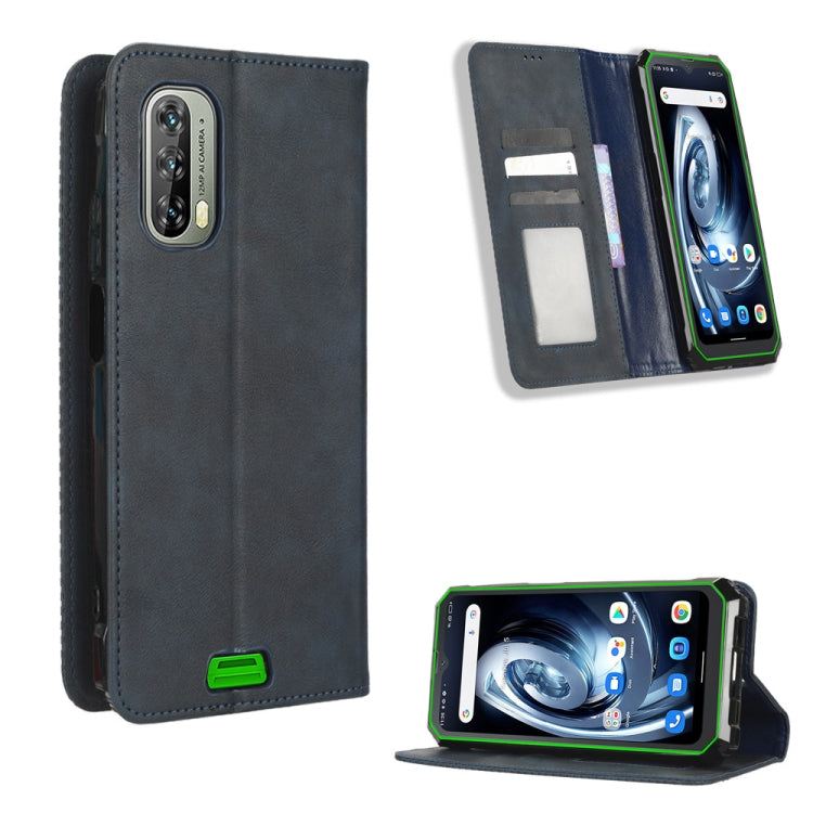 For Blackview BV7100 Magnetic Buckle Retro Texture Leather Phone Case(Blue) - More Brand by PMC TechLife | Online Shopping South Africa | PMC TechLife