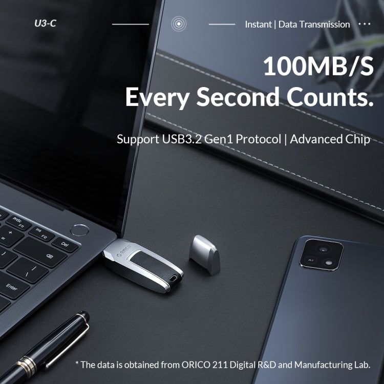 ORICO USB Flash Drive, Read: 100MB/s, Write: 50MB/s, Memory:64GB, Port:USB-A(Silver) - free shipping - PMC Jewellery - Order now!