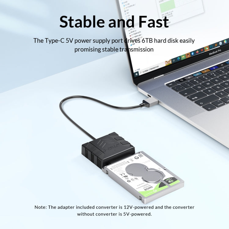 ORICO UTS1 Type-C / USB-C USB 3.0 2.5-inch SATA HDD Adapter with 12V 2A Power Adapter, Cable Length:0.3m(EU Plug) - free shipping - PMC Jewellery - Order now!