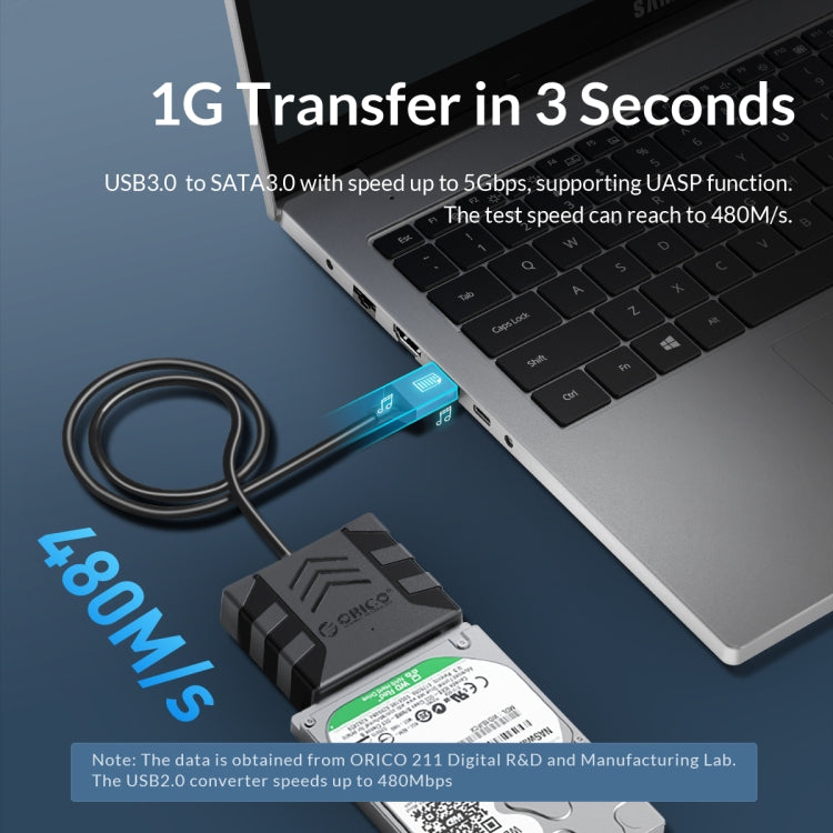 ORICO UTS1 Type-C / USB-C USB 3.0 2.5-inch SATA HDD Adapter with 12V 2A Power Adapter, Cable Length:0.3m(EU Plug) - free shipping - PMC Jewellery - Order now!