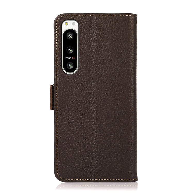 For Sony Xperia 5 IV KHAZNEH Side-Magnetic Litchi Genuine Leather RFID Case(Brown) - Sony Cases by PMC TechLife | Online Shopping South Africa | PMC TechLife | Buy Now Pay Later Mobicred