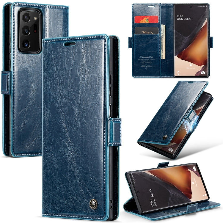 For Samsung Galaxy Note20 Ultra CaseMe 003 Crazy Horse Texture Leather Phone Case(Blue) - Galaxy Phone Cases by CaseMe | Online Shopping South Africa | PMC Jewellery | Buy Now Pay Later Mobicred