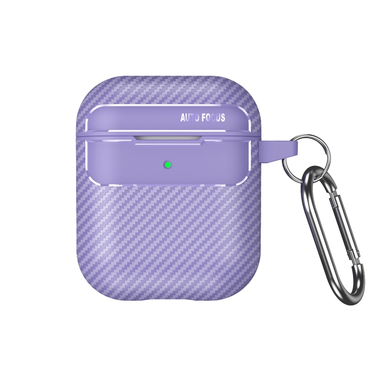 For AirPods 1 / 2 Carbon Fiber Texture Anti-fall Earphone Protective Case(Purple) - For AirPods 1/2 by PMC Jewellery | Online Shopping South Africa | PMC Jewellery | Buy Now Pay Later Mobicred