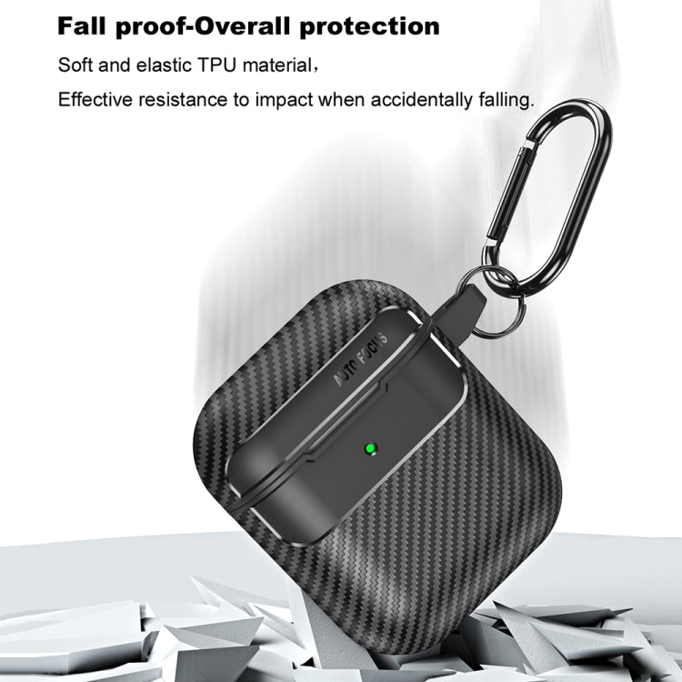 For AirPods 1 / 2 Carbon Fiber Texture Anti-fall Earphone Protective Case(Grey) - For AirPods 1/2 by PMC Jewellery | Online Shopping South Africa | PMC Jewellery | Buy Now Pay Later Mobicred