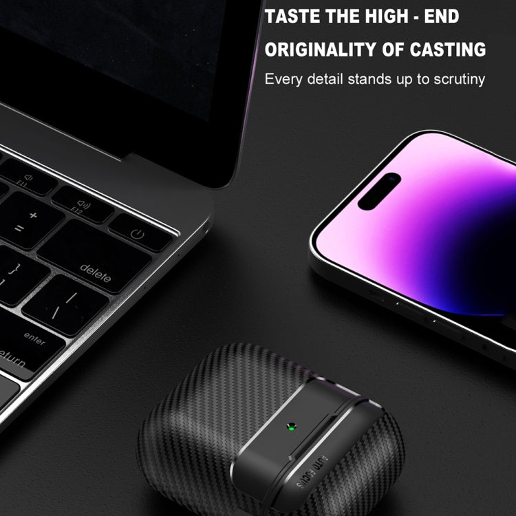 For AirPods 1 / 2 Carbon Fiber Texture Anti-fall Earphone Protective Case(Purple) - For AirPods 1/2 by PMC Jewellery | Online Shopping South Africa | PMC Jewellery | Buy Now Pay Later Mobicred