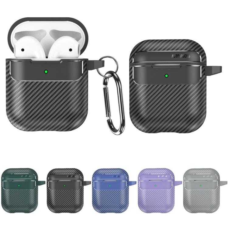For AirPods 1 / 2 Carbon Fiber Texture Anti-fall Earphone Protective Case(Green) - For AirPods 1/2 by PMC Jewellery | Online Shopping South Africa | PMC Jewellery | Buy Now Pay Later Mobicred