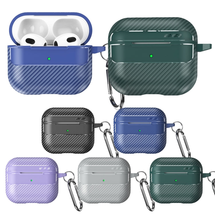 For AirPods 3 Carbon Fiber Texture Anti-fall Earphone Protective Case(Blue) - For AirPods 3 by PMC Jewellery | Online Shopping South Africa | PMC Jewellery | Buy Now Pay Later Mobicred