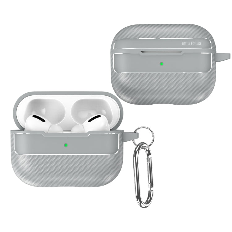 For AirPods Pro Carbon Fiber Texture Anti-fall Earphone Protective Case(Grey) - For AirPods Pro by PMC Jewellery | Online Shopping South Africa | PMC Jewellery | Buy Now Pay Later Mobicred