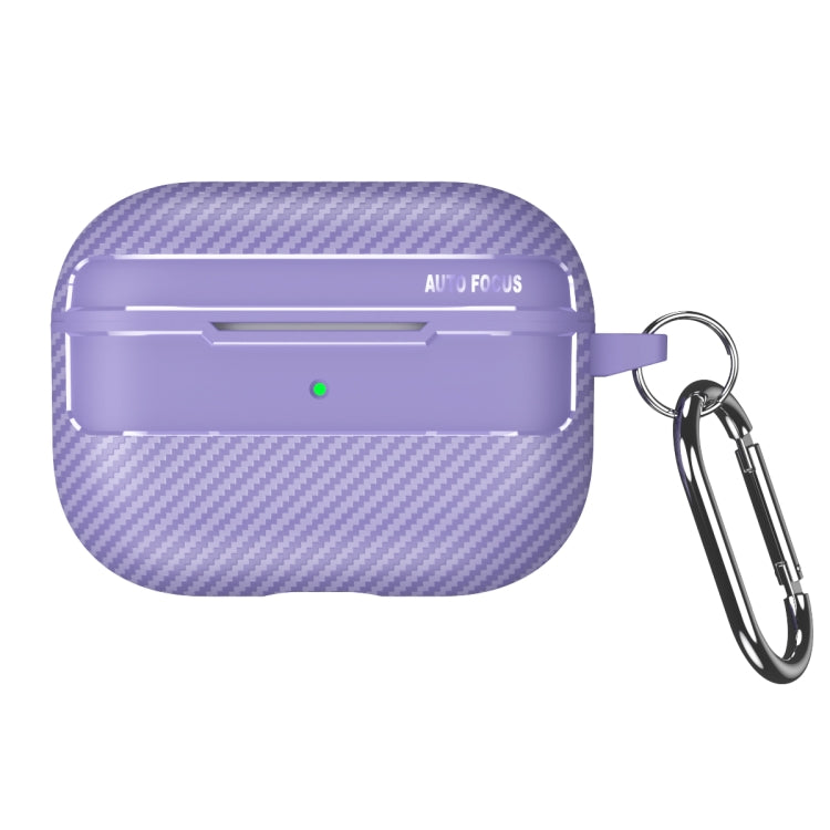 For AirPods Pro Carbon Fiber Texture Anti-fall Earphone Protective Case(Purple) - For AirPods Pro by PMC Jewellery | Online Shopping South Africa | PMC Jewellery | Buy Now Pay Later Mobicred