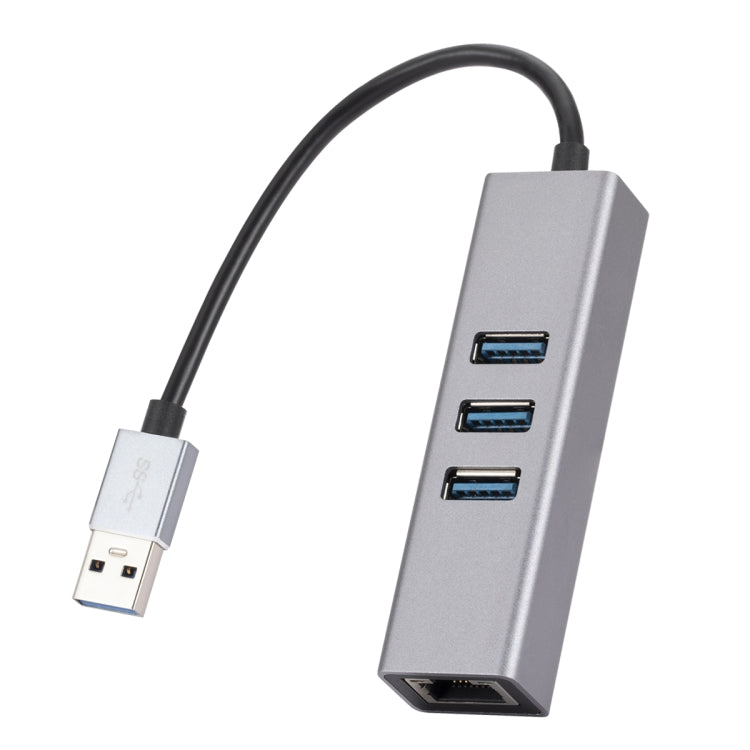 SL-030 USB to Gigabit Ethernet RJ45 & 3 x USB 3.0 Adapter Converter HUB(Grey) - USB HUB by PMC Jewellery | Online Shopping South Africa | PMC Jewellery