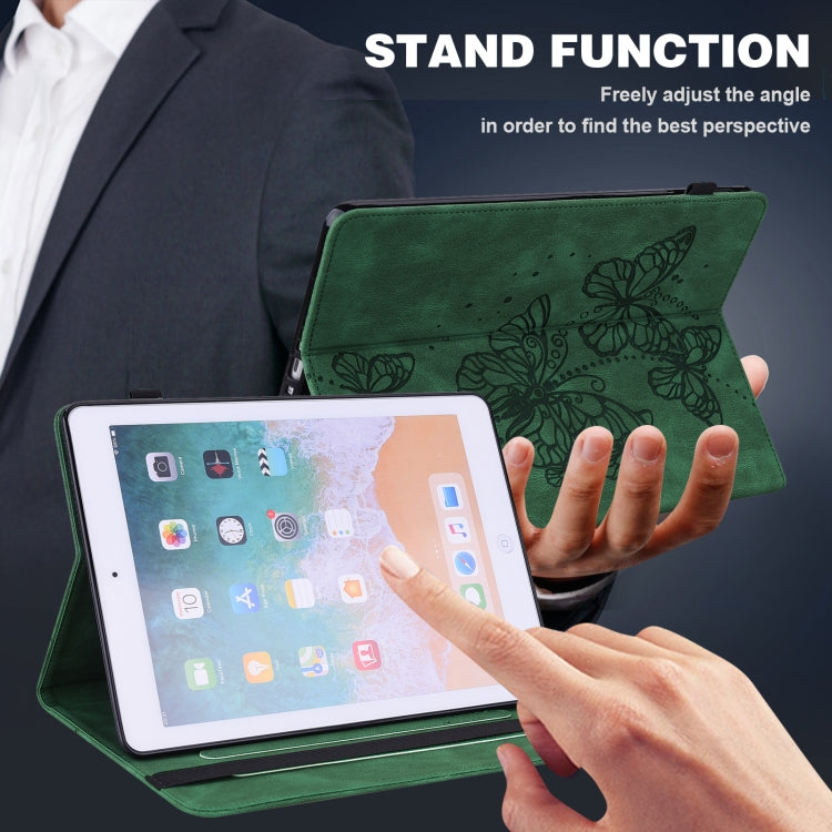 For Lenovo Tab M10 3rd Gen Embossed Butterfly Pattern Leather Tablet Case(Green) - Lenovo by PMC TechLife | Online Shopping South Africa | PMC TechLife | Buy Now Pay Later Mobicred