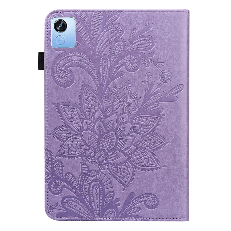 For Realme Pad X Lace Flower Embossing Pattern Leather Tablet Case(Purple) - Realme by PMC TechLife | Online Shopping South Africa | PMC TechLife | Buy Now Pay Later Mobicred