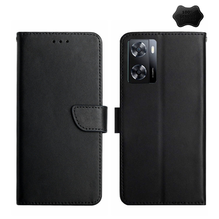 For OnePlus Nord N300 Genuine Leather Fingerprint-proof Flip Phone Case(Black) - OnePlus Cases by PMC TechLife | Online Shopping South Africa | PMC TechLife | Buy Now Pay Later Mobicred
