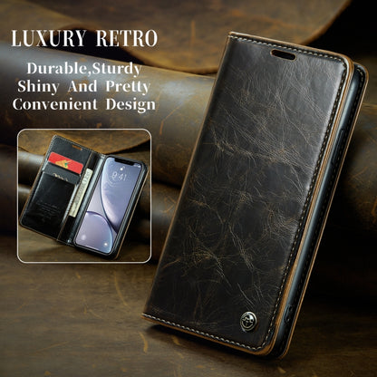 For iPhone XR CaseMe 003 Crazy Horse Texture Leather Phone Case(Coffee) - More iPhone Cases by CaseMe | Online Shopping South Africa | PMC Jewellery | Buy Now Pay Later Mobicred