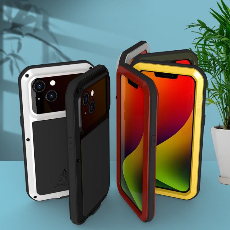 For iPhone 14 Plus LOVE MEI Metal Shockproof Life Waterproof Dustproof Phone Case(Red) - free shipping - PMC TechLife - Order now!