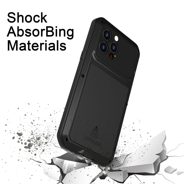 For iPhone 14 Pro Max LOVE MEI Metal Shockproof Life Waterproof Dustproof Phone Case(Silver) - free shipping - PMC TechLife - Order now!