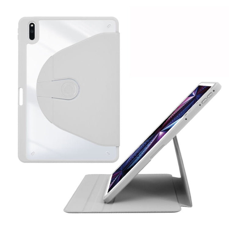 For Huawei MatePad 10.4 Acrylic 360 Degree Rotation Holder Tablet Leather Case(Grey) - Huawei by PMC TechLife | Online Shopping South Africa | PMC TechLife | Buy Now Pay Later Mobicred