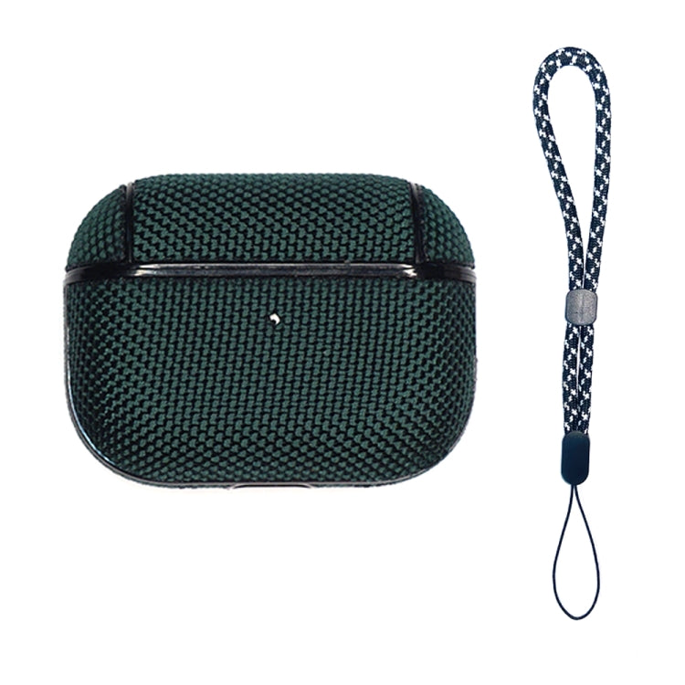 For AirPods Pro 2 Nylon Waterproof Wireless Earphone Case with Lanyard(Dark Green) - For AirPods Pro 2 by PMC Jewellery | Online Shopping South Africa | PMC Jewellery | Buy Now Pay Later Mobicred