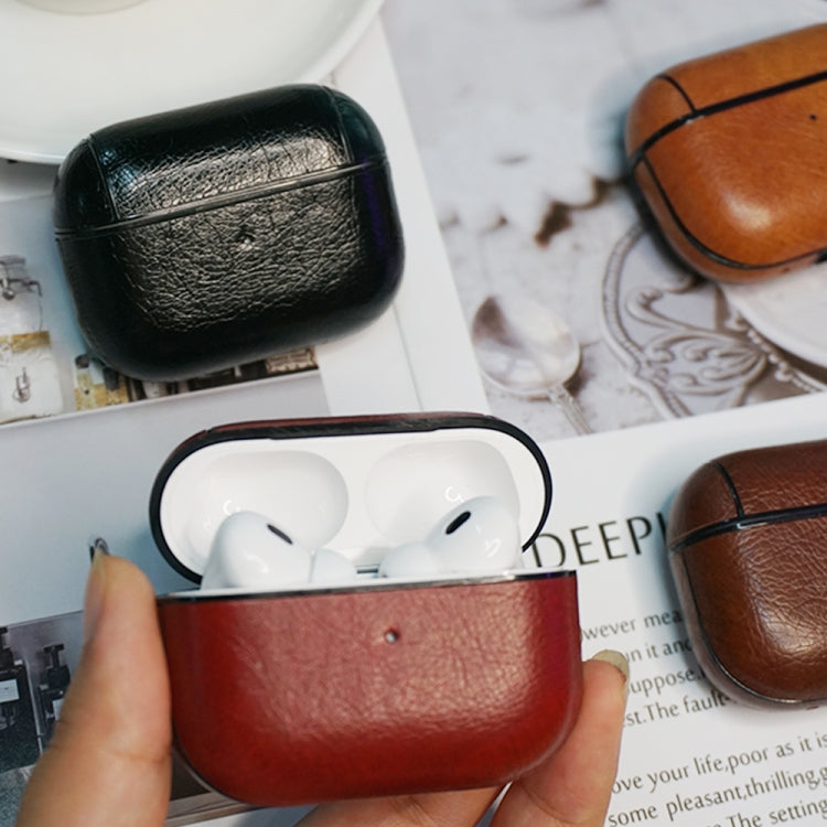 For AirPods Pro 2 Wireless Earphone Leather Shockproof Protective Case(Black) - For AirPods Pro 2 by PMC Jewellery | Online Shopping South Africa | PMC Jewellery | Buy Now Pay Later Mobicred