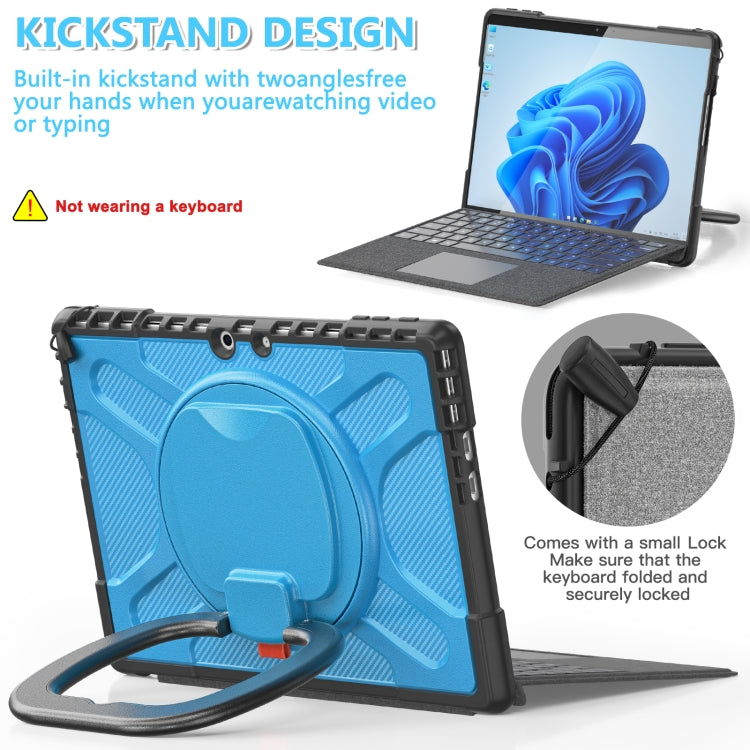For MicroSoft Surface Pro 9 / 10 / 11 Handle Rotatable Kickstand Shockproof Tablet Case(Blue) - Others by PMC TechLife | Online Shopping South Africa | PMC TechLife | Buy Now Pay Later Mobicred