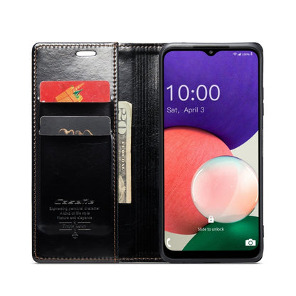 For Samsung Galaxy A22 5G / F42 5G CaseMe 003 Crazy Horse Texture Leather Phone Case(Black) - Galaxy Phone Cases by CaseMe | Online Shopping South Africa | PMC Jewellery | Buy Now Pay Later Mobicred