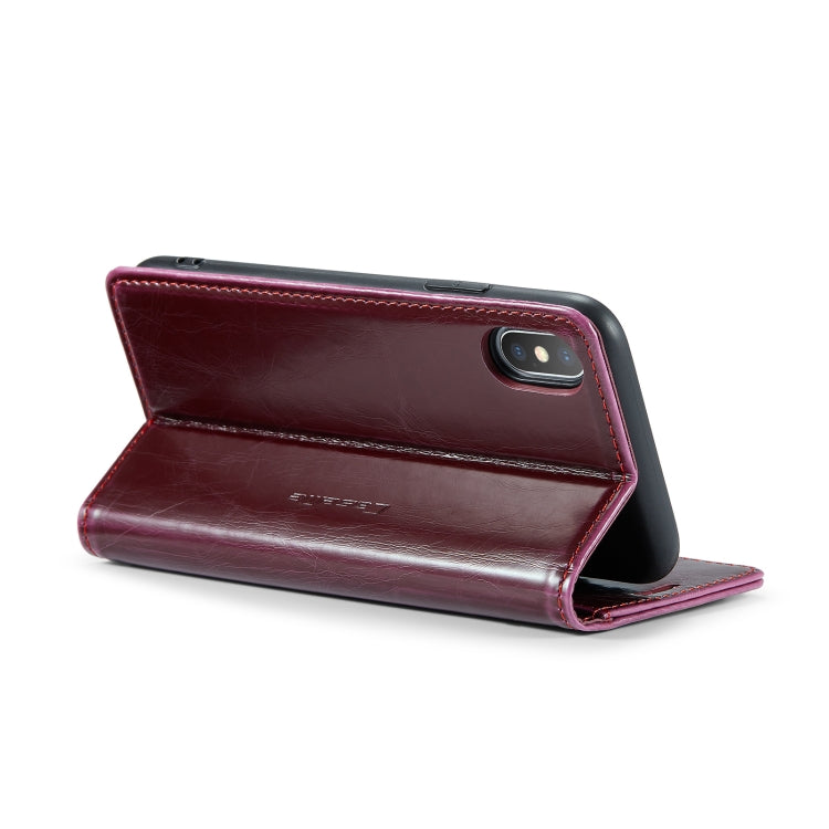 For iPhone XS CaseMe 003 Crazy Horse Texture Leather Phone Case(Wine Red) - More iPhone Cases by CaseMe | Online Shopping South Africa | PMC Jewellery | Buy Now Pay Later Mobicred