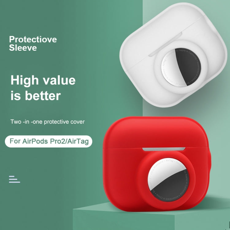 For AirPods Pro 2 / AirTag 2 in 1 Shockproof Full Coverage Silicone Protective Case(Rose Red) - For AirPods Pro 2 by PMC Jewellery | Online Shopping South Africa | PMC Jewellery | Buy Now Pay Later Mobicred