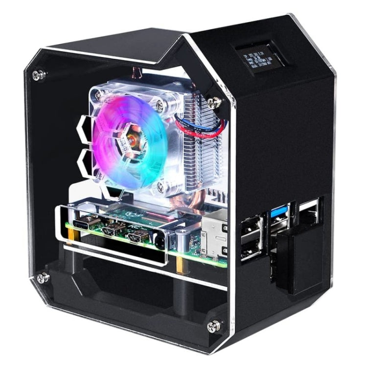 Waveshare Mini Tower NAS Kit for Raspberry Pi 4B Support Up to 2TB M.2 SATA SSD(Black) - Mini PC Accessories by WAVESHARE | Online Shopping South Africa | PMC Jewellery | Buy Now Pay Later Mobicred