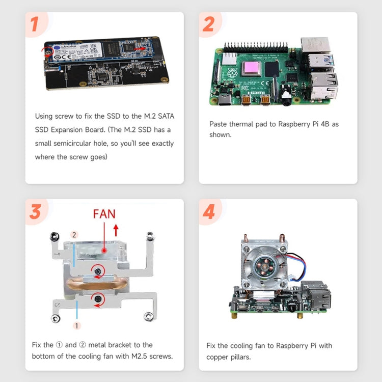 Waveshare Mini Tower NAS Kit for Raspberry Pi 4B Support Up to 2TB M.2 SATA SSD(Black) - free shipping - PMC Jewellery - Order now!