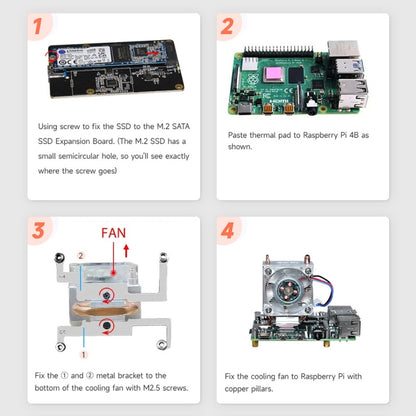 Waveshare Mini Tower NAS Kit for Raspberry Pi 4B Support Up to 2TB M.2 SATA SSD(Black) - Mini PC Accessories by WAVESHARE | Online Shopping South Africa | PMC Jewellery | Buy Now Pay Later Mobicred